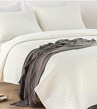 KASENTEX Ultra Soft Quilt Coverlet Blanket Set - Machine Washable, Lightweight, Stone-Washed, Detailed Stitching (Ivory, 7272694c 6692 403e Aa97 7478464fbb63. CR100,0,400,450 PT0 SX200 V1