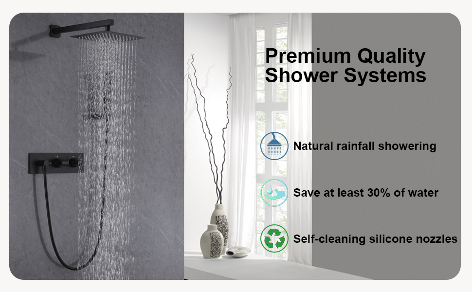 FSCEPIXI 2 Handles Shower Faucet Set Rain Shower Head with Handheld