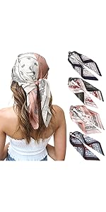 Silk Feel Satin Square Scarves floral hair scarves hair bandanas neckerchief for women and girls