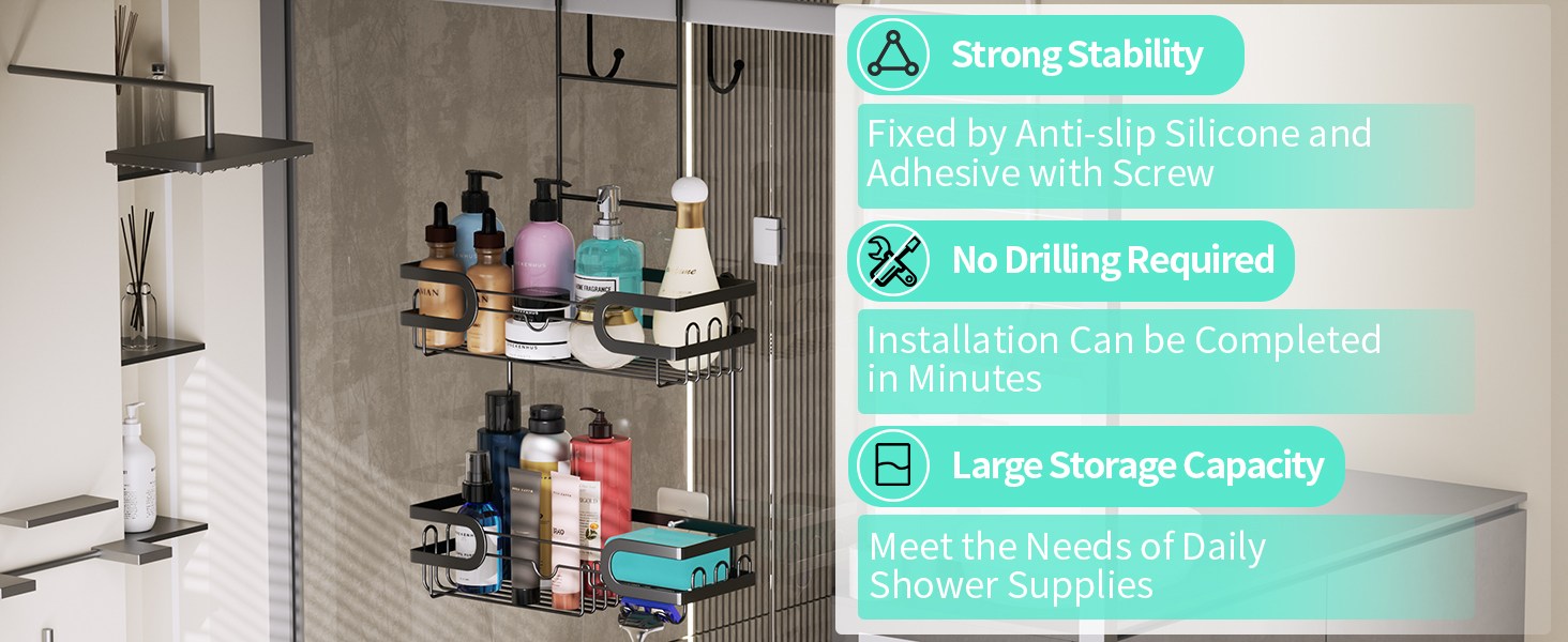 HapiRm Shower Caddy Hanging, Over Door Shower Caddy with Soap and Razor