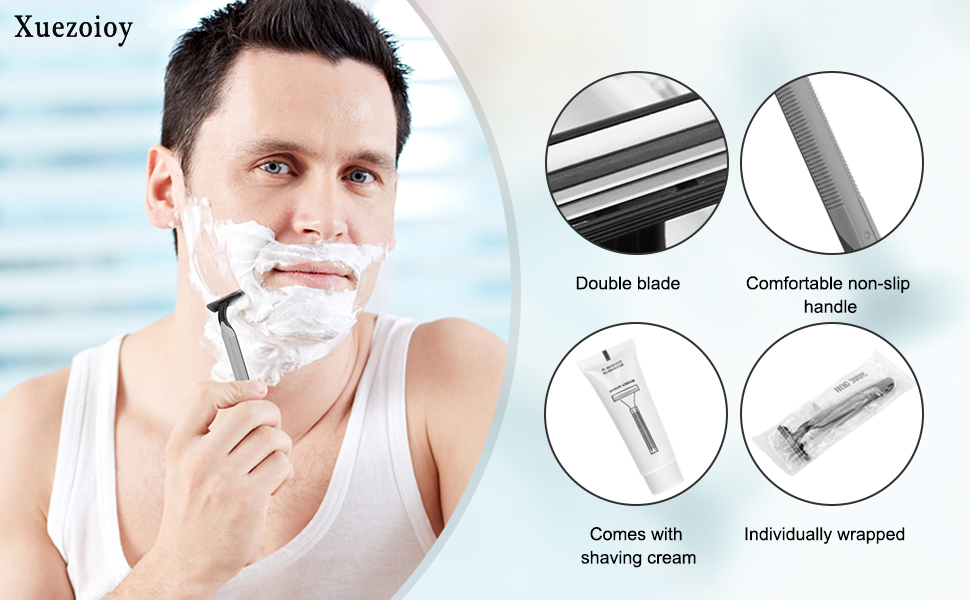 Disposable Shaving Razors with Shaving Cream and Clear Cap Set
