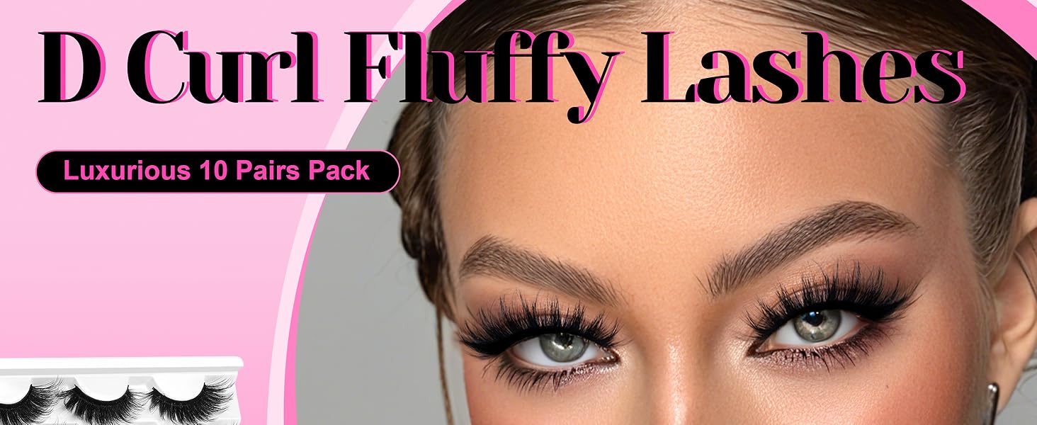 D Curl Fluffy Lashes 10 Pairs Pack