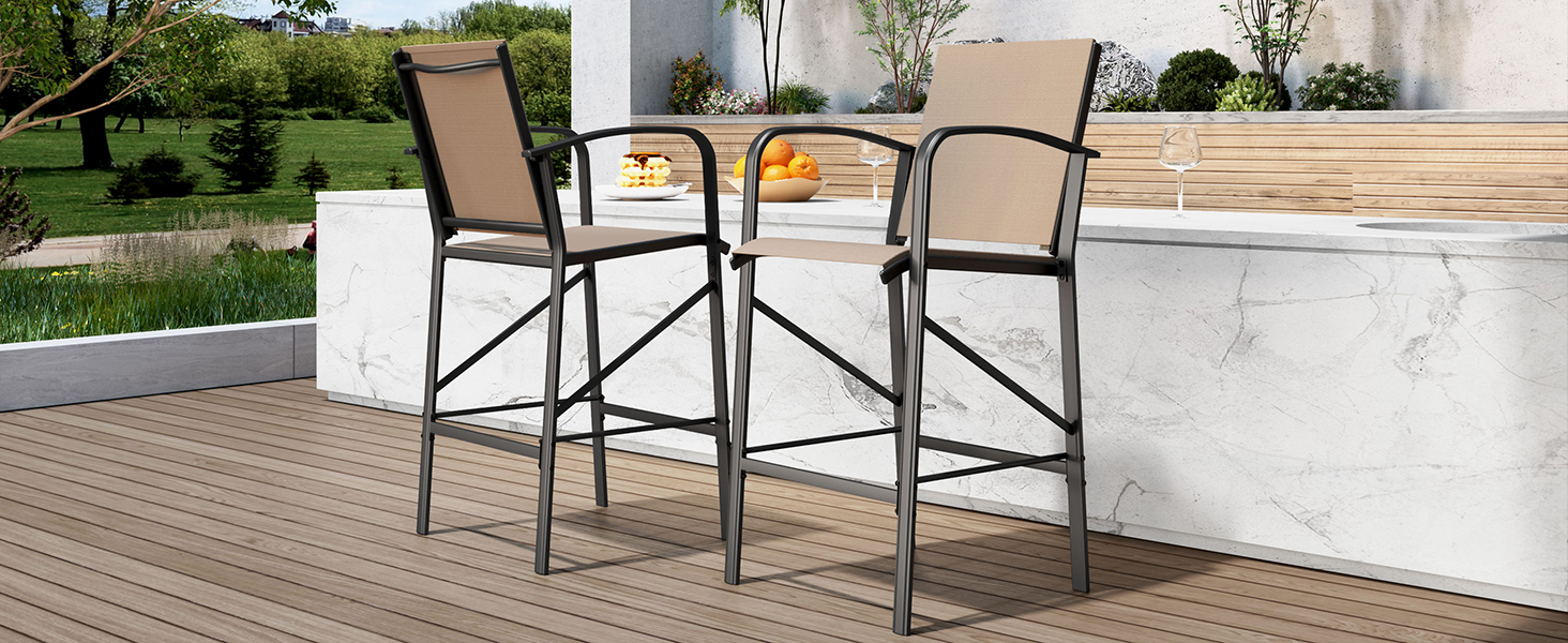 UDPATIO Outdoor Bar Stools Set of 2,Bar Height Outdoor