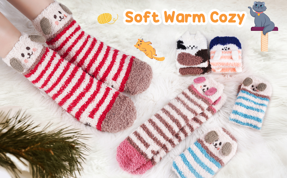 Christmas Gifts for Women Fluffy Socks Ladies Fluffy Bed Socks Womens