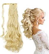 Gairyan Long Curly Ponytail Extension Wrap Around Clip in Ponytail Hair Extensions Wavy 24 inch S...
