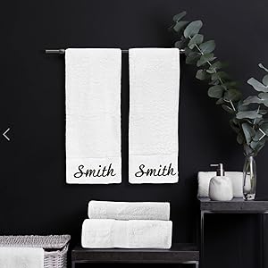 Embroidered Towels customizable bathroom house warming kitchen monogrammed gifts hand wash 