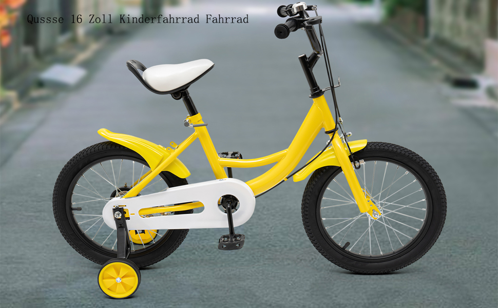 Qussse Kinderfahrrad 16 Zoll Jungen Mädchen KohlenstoffstahlLegierung Fahrrad ab 48 Jahre