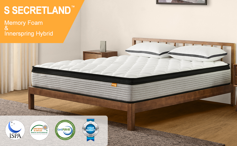 Queen Mattresses,SSECRETLAND 10 Inch Hybrid Memory Foam