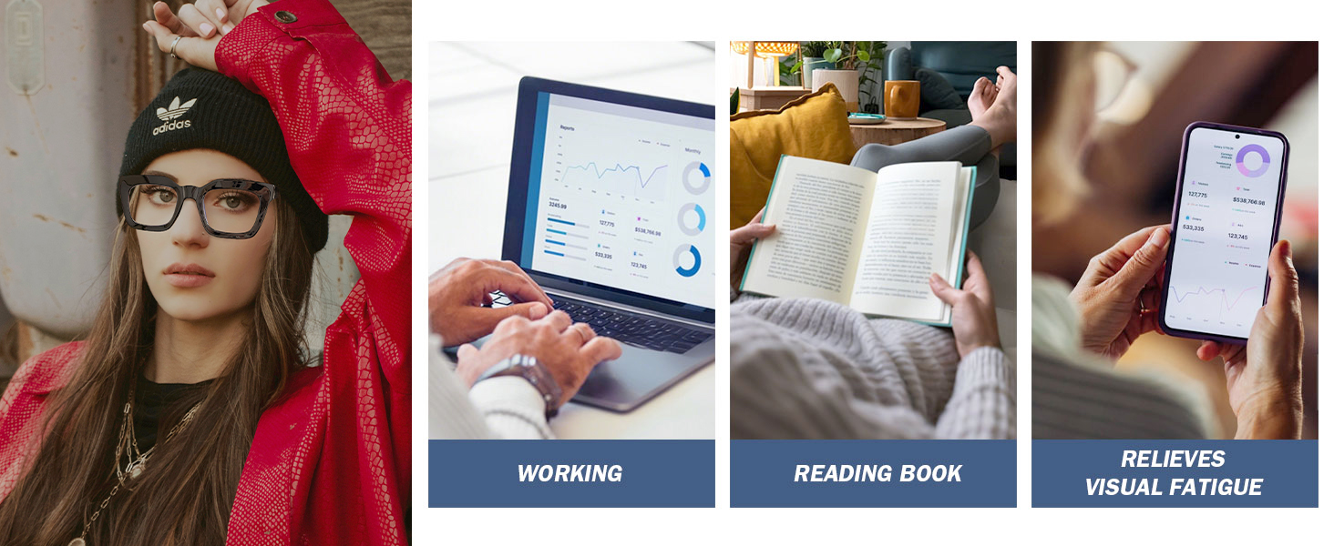 Reading Glasses Women Square Computer Readers 1.25 Stylish Designer Blue Light Block