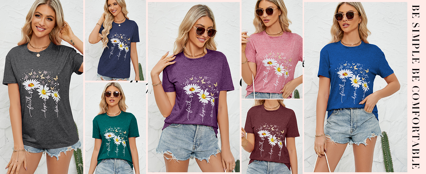 Summer Round Neck Short Sleeve Print Casual Tops