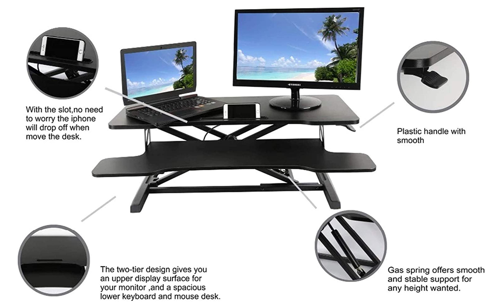 Stand Converter Desk for 2 Monitors or 1 monitor and 1 Laptop Convert