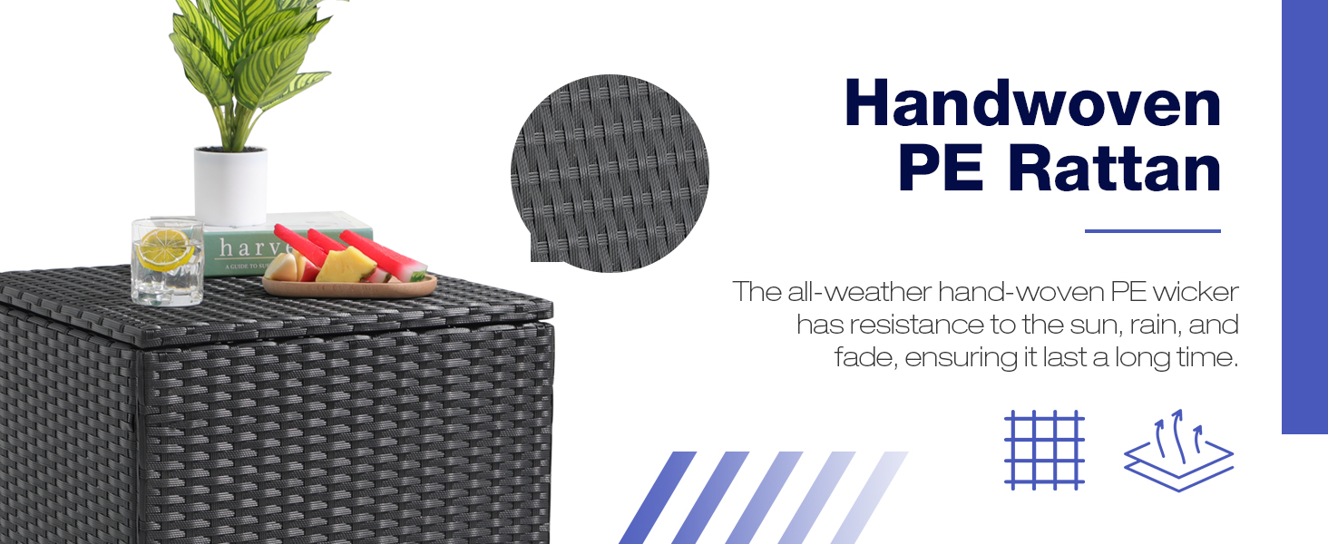 Patiorama Outdoor Side Table with Storage, Patio Wicker