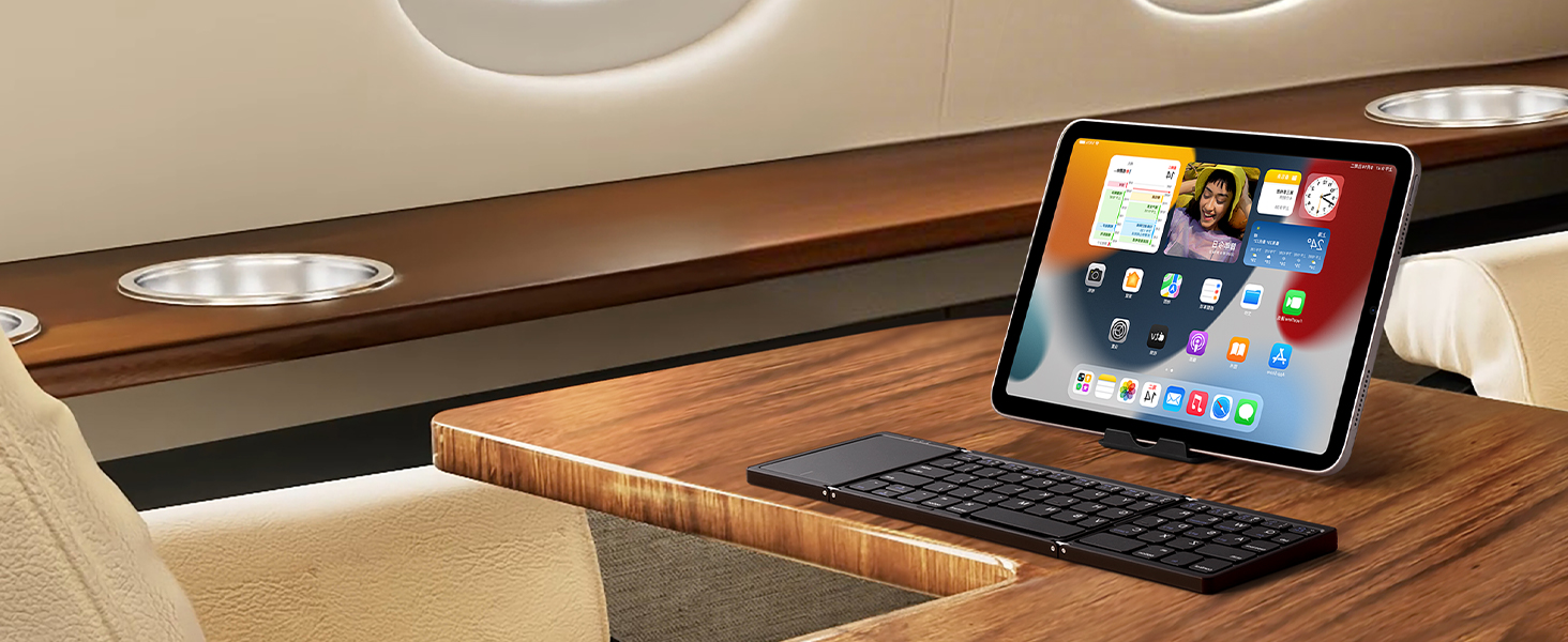 Foldable Bluetooth Keyboard with Trackpad, Full-Size Portable Pocket-Sized Wireless Travel Keyboard