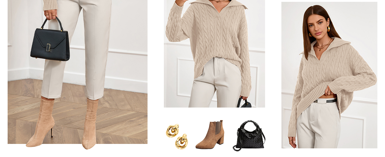 PRETTYGARDEN womens cable knit sweaters fall casual outfits for women