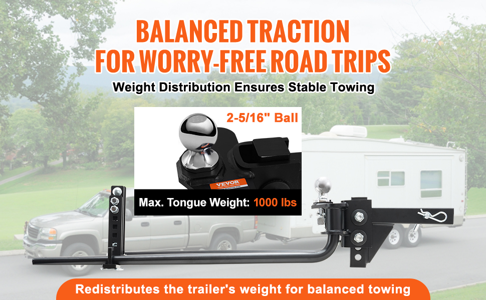 VEVOR Weight Distribution Hitch, 1,000 lbs Weight Distributing Hitches