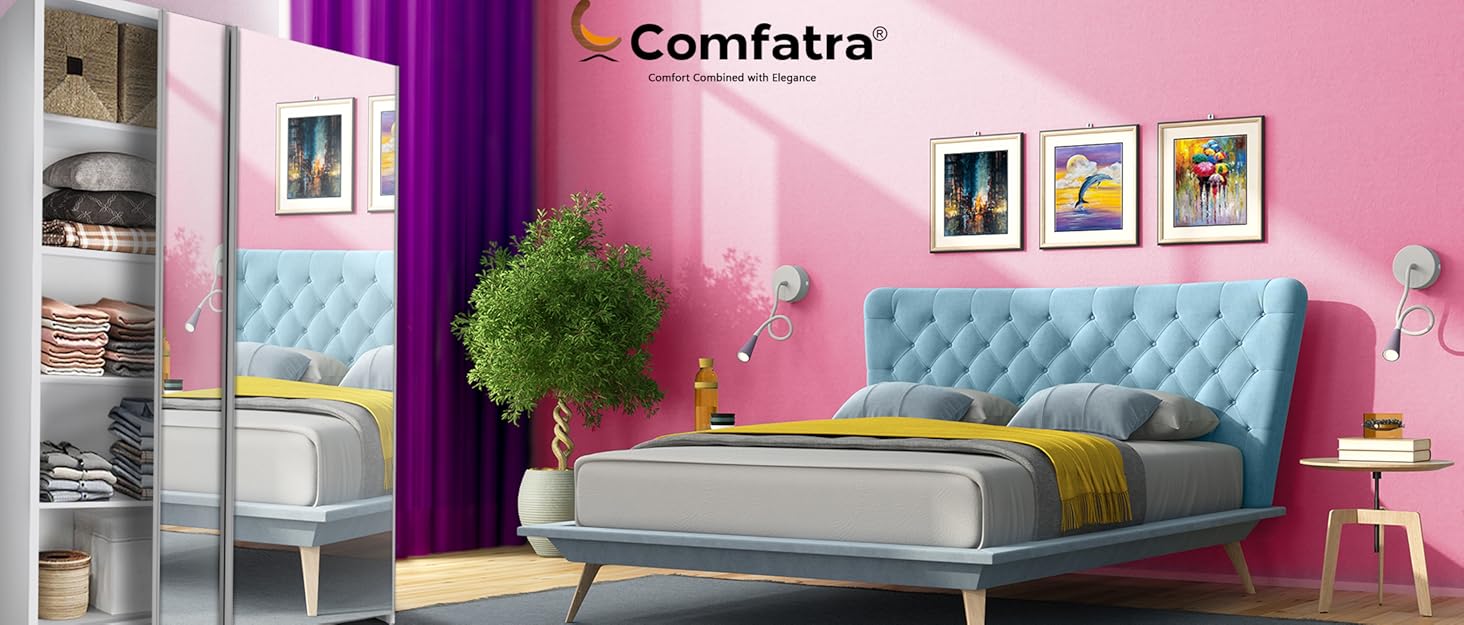 COMFATRA Nevada 150cm Modern Double Wardrobe with Sliding Doors Mirror