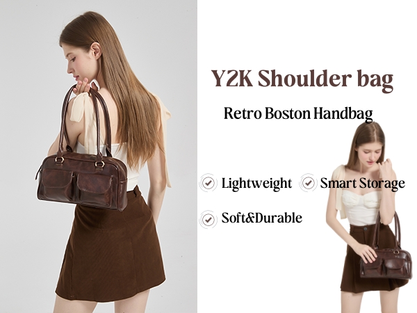 Y2K Shoulder Purses for Women Trendy - PU Leather Retro