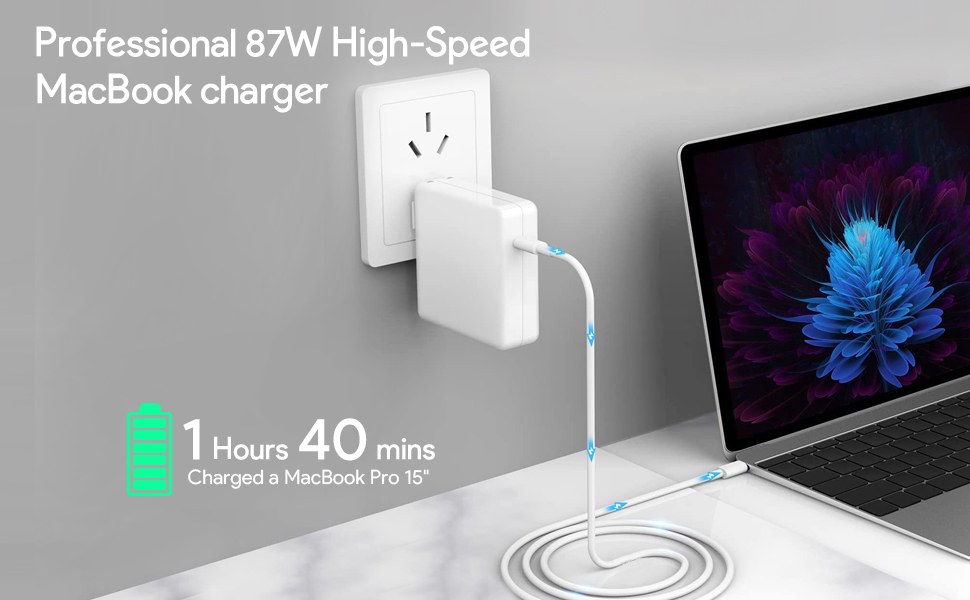 Mac Book Pro Charger 87W, USB C Fast Charger Power Adapter AU Plug with