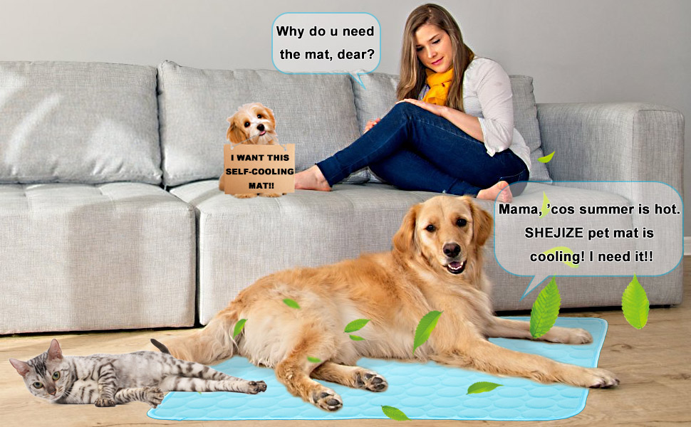 SHEJIZE Dog Cooling Mat Dog Cooling Pad Self Cooling