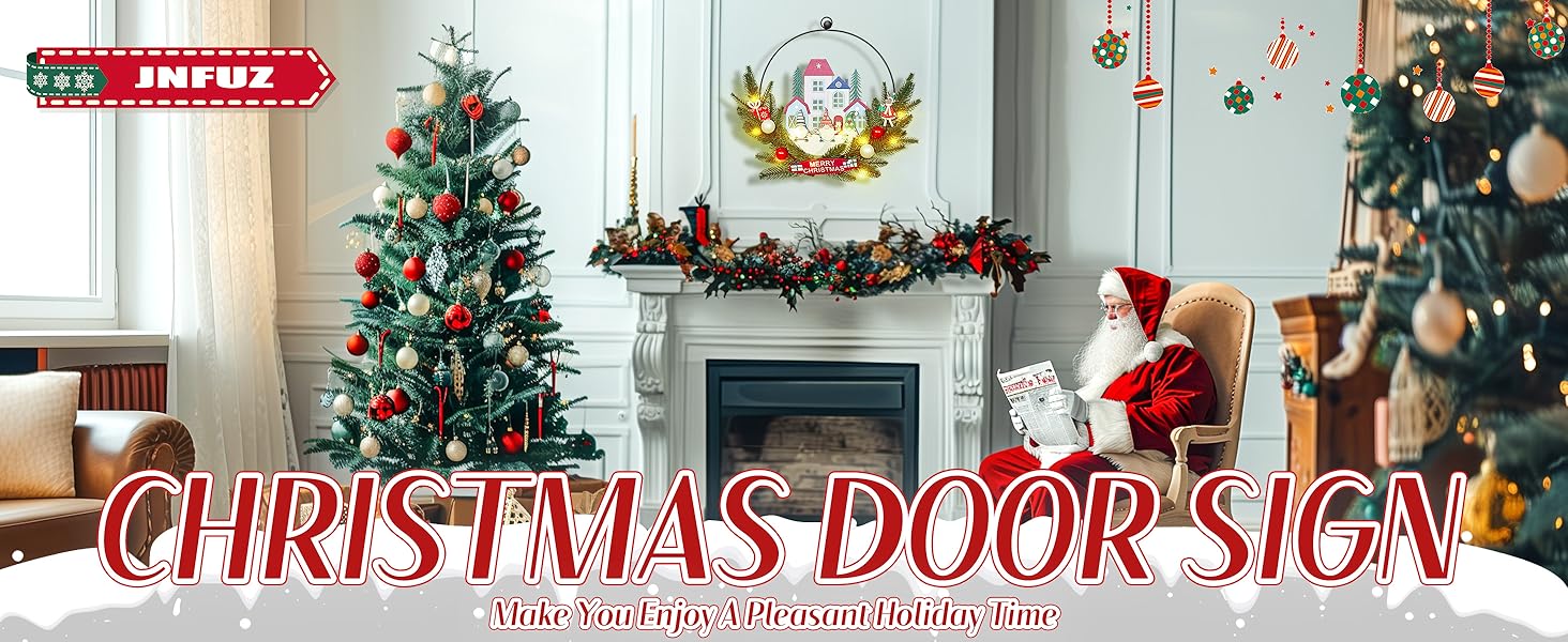 Christmas Door Sign, Christmas Door Hanger for Front Door