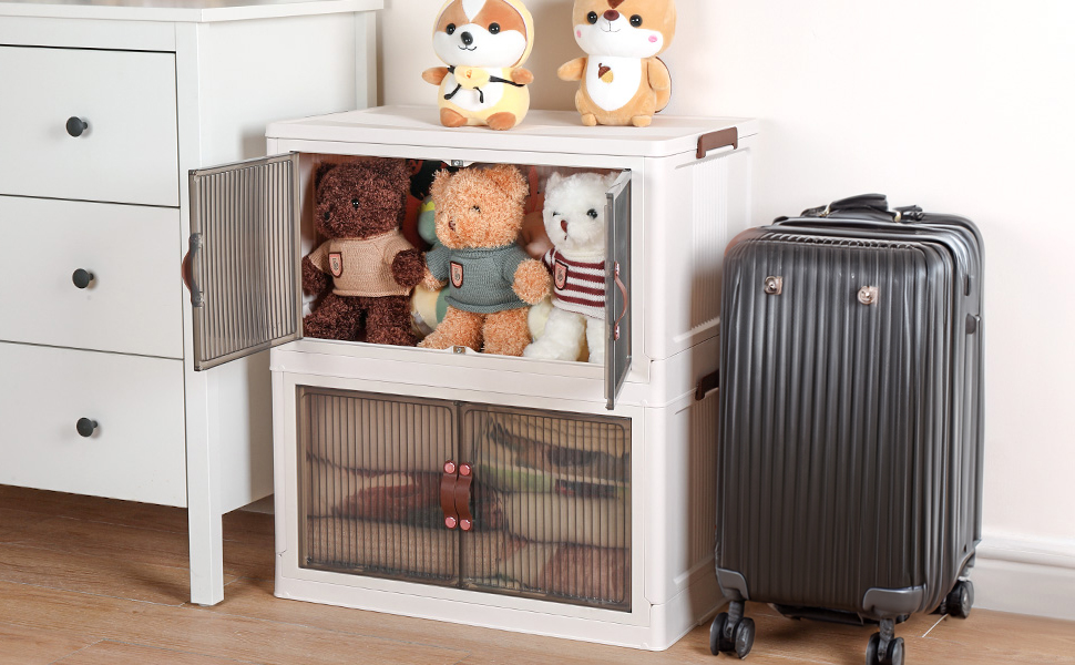 Newzueby Folding Storage Box Stackable and Collapsible Storage