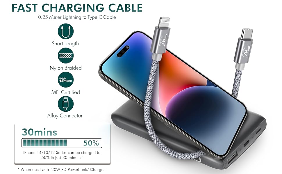 short cable for iphone powerbank car iphone 13 14 pro apple car play cable