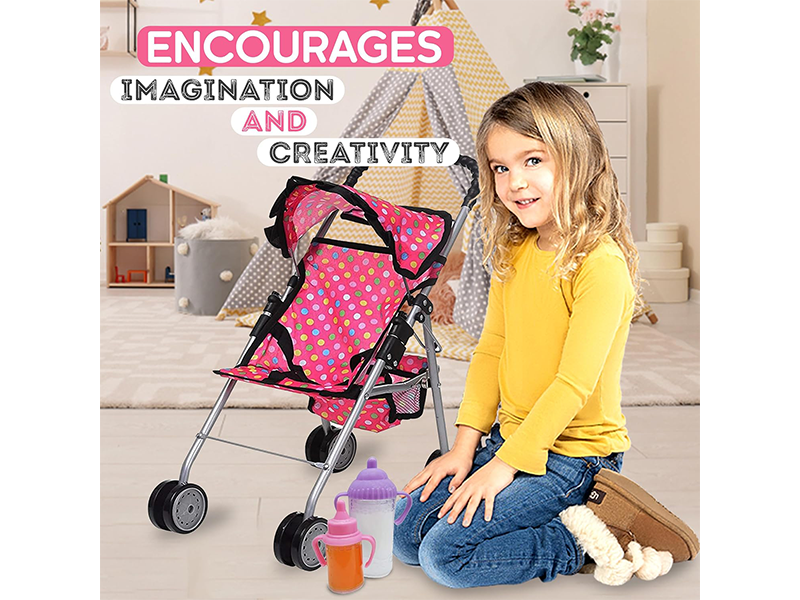 fash n kolor Doll Stroller with Basket
