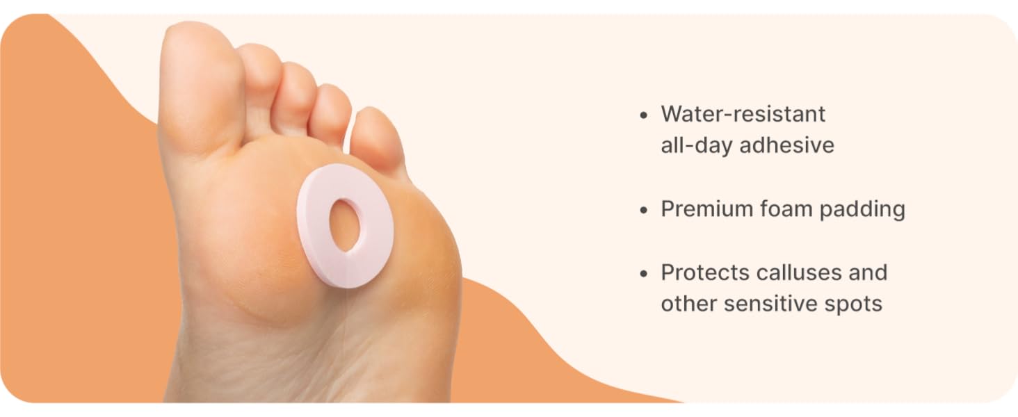 water resistant all day adhesive premium foam padding protects calluses on feet
