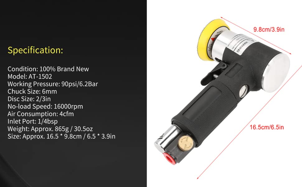Air Angle Die Grinder 90 Degree Handheld Pneumatic Polisher Buffers