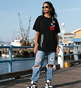 UOUA Women Oversized Graphic T-Shirt Casual Cotton Tees Printed Summer Tops