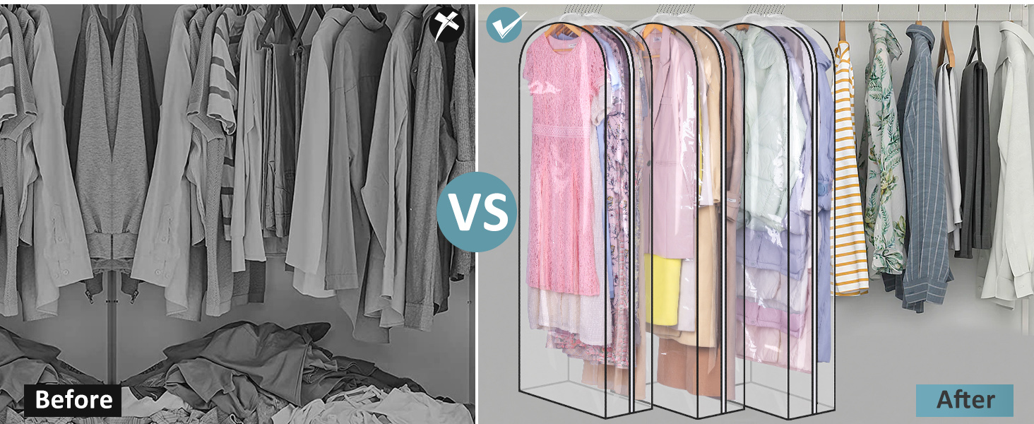 AOODA 10" Gusseted Dress Bags for Gowns Long, 60" All Clear