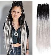 Leeven 0.6 cm Width Handmade Dreadlock Extensions 24 Inch Ombre Grey Single Ended Dreads 20 Stran...