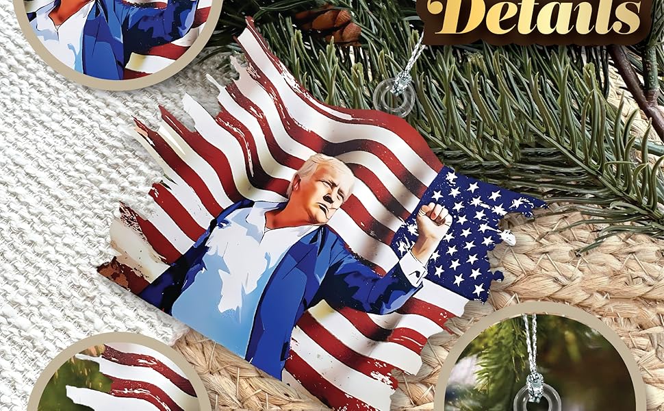 Trump Patriotic Acrylic Ornament (Stained Glass Style)