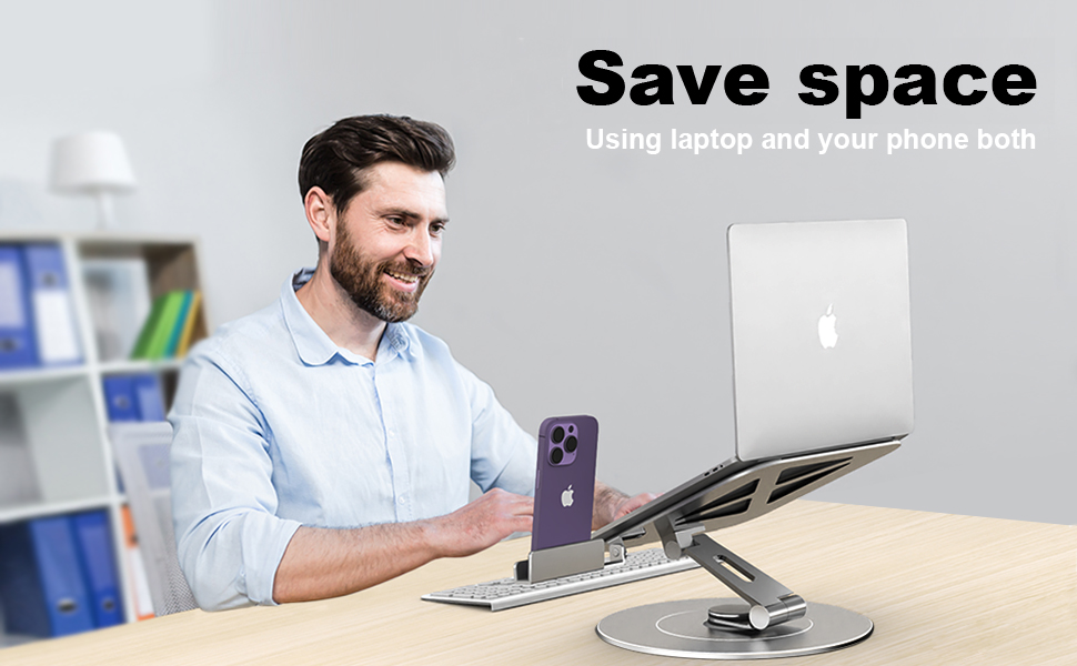 LOXP UltraStable Aluminumy Swivel Laptop Stand for Desk with Rotating Foldable