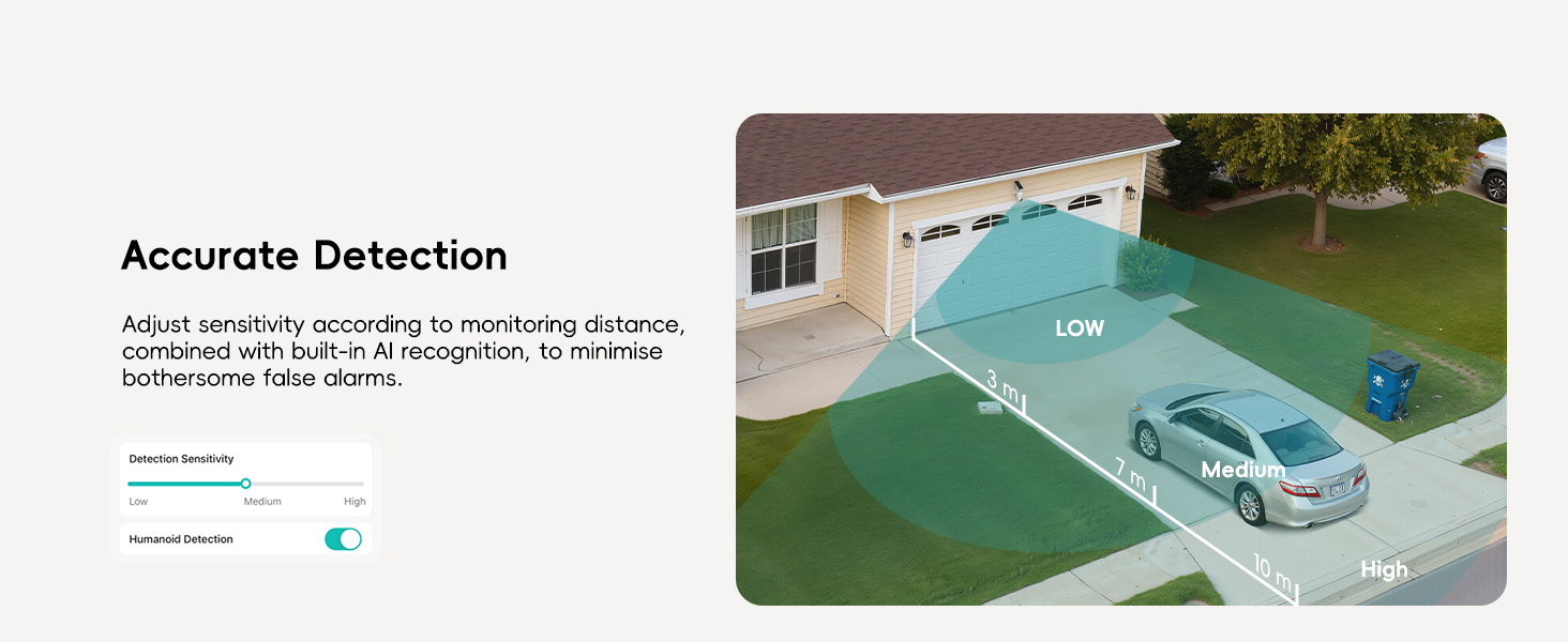Control the detection range by adjusting the sensitivity