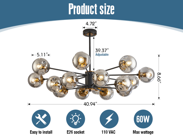 DDLLDESHI 16 Light Chandelier Sputnik Ceiling Light Fixture