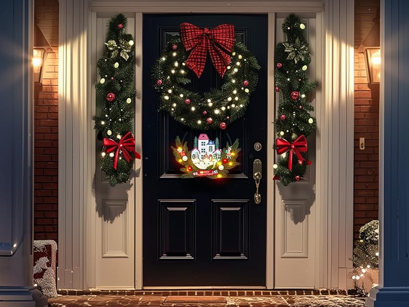 Christmas Door Sign, Christmas Door Hanger for Front Door