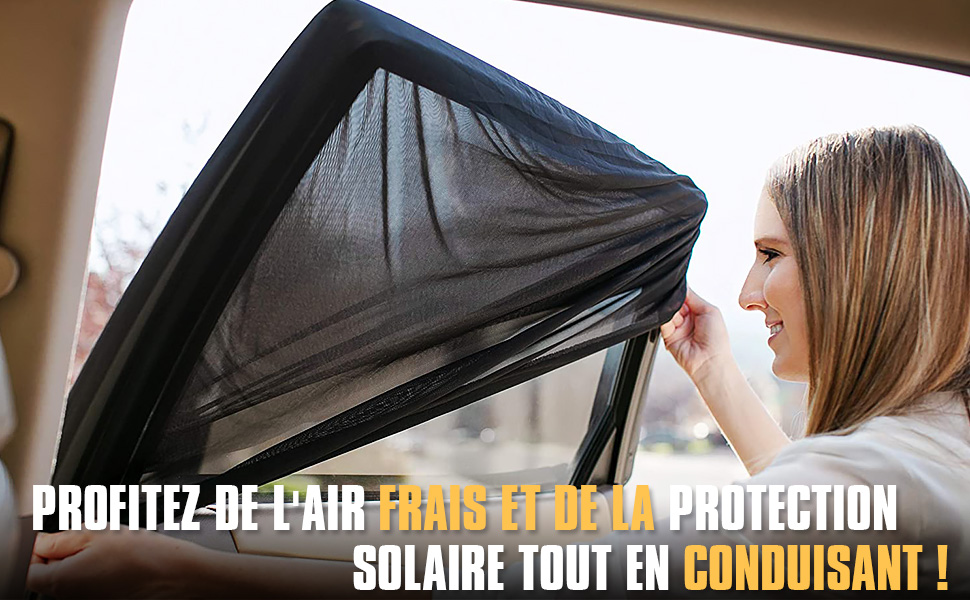 SUPERWALK Pare-Soleil Voiture Bébé,2 Pièces Chaussette Voiture Soleil par,Bloquer Les Rayons UV,Compatible avec la Plupart des Auto (Noir) (Noir, L) pare soleil voiture bébé