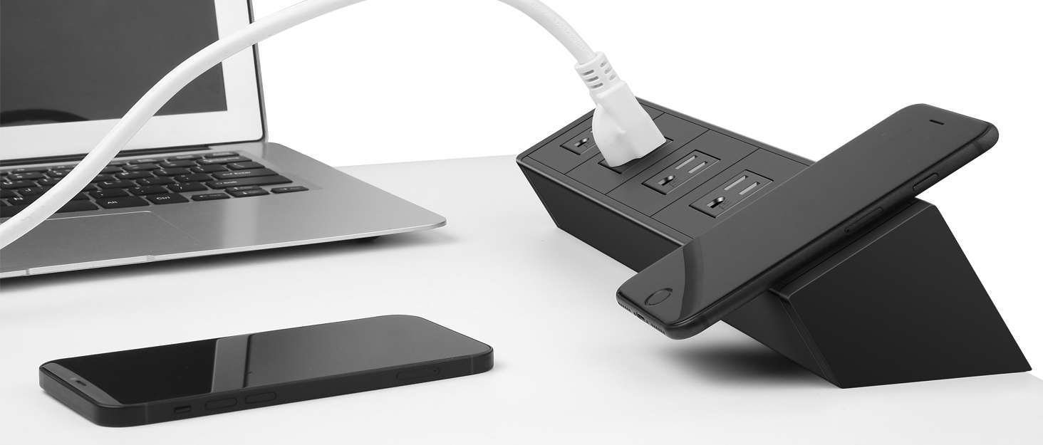 Desk Clamp Power Strip with 4 USB Ports, Desktop Edge Mount