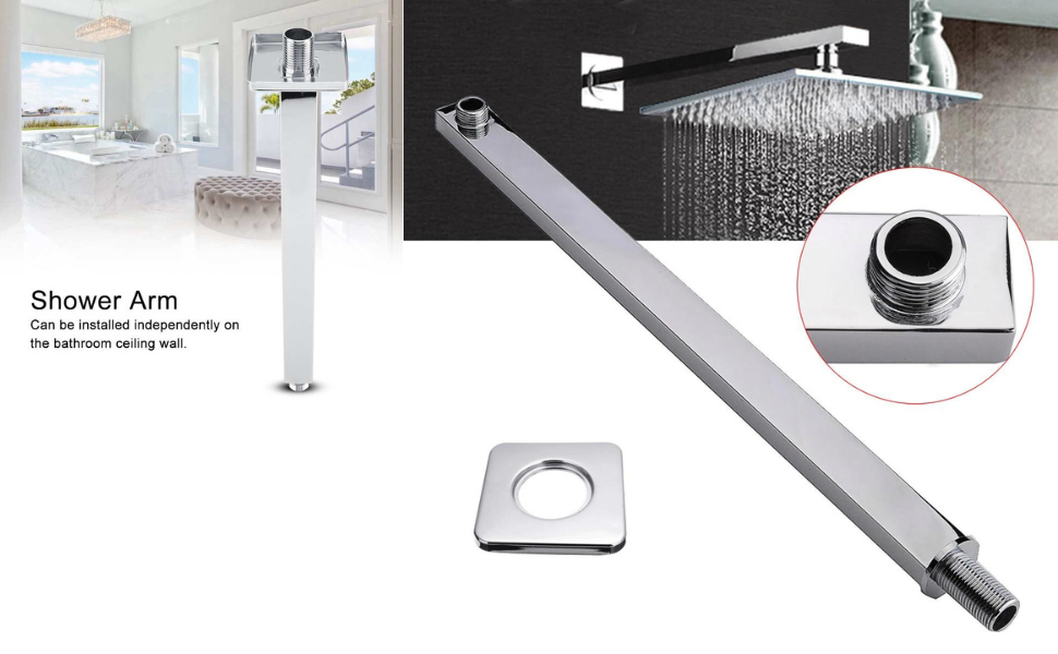 15 inch Shower Head Extension Arm Stainless Steel Shower Extension