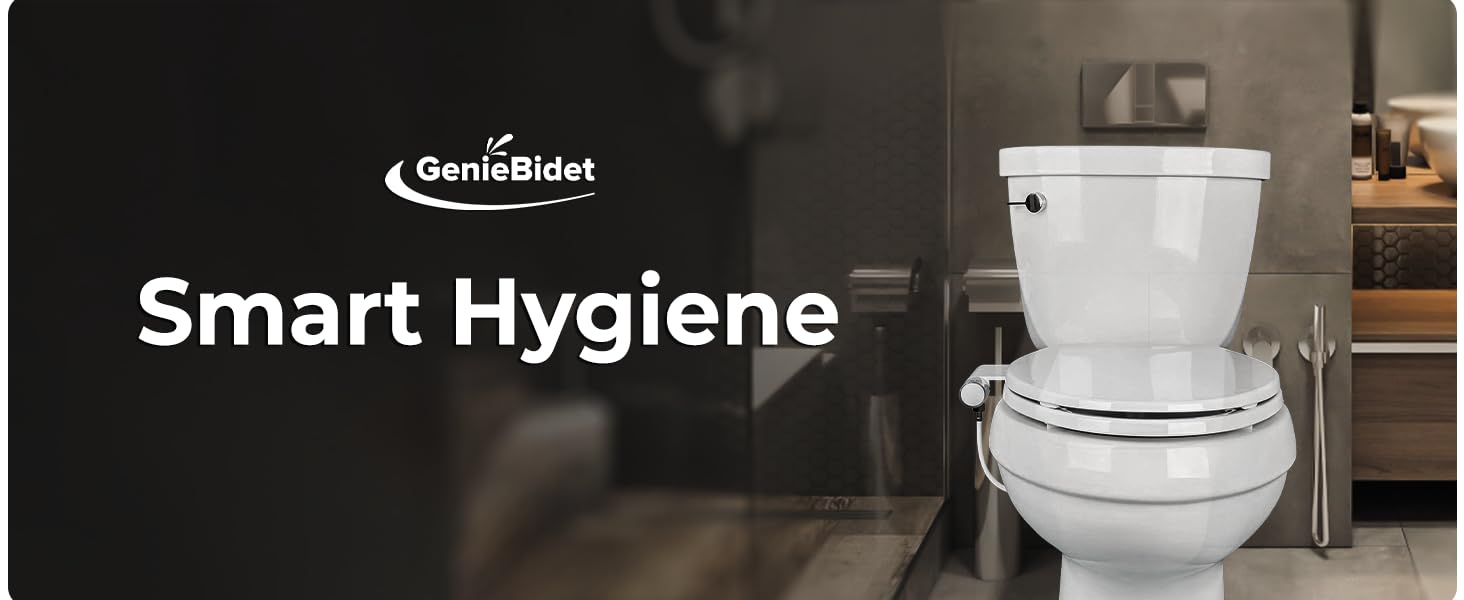 GenieBidet Rear & Feminine Ultra Thin Bidet Attachment for