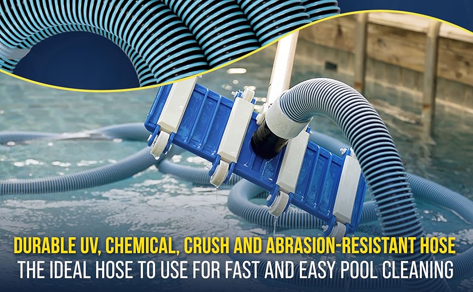30' heavy-duty pool vacuum hose, 1-1/2" spiral wound, kink-free, for inground pool cleaning