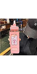 Kawaii Bear Water Bottle With Straw