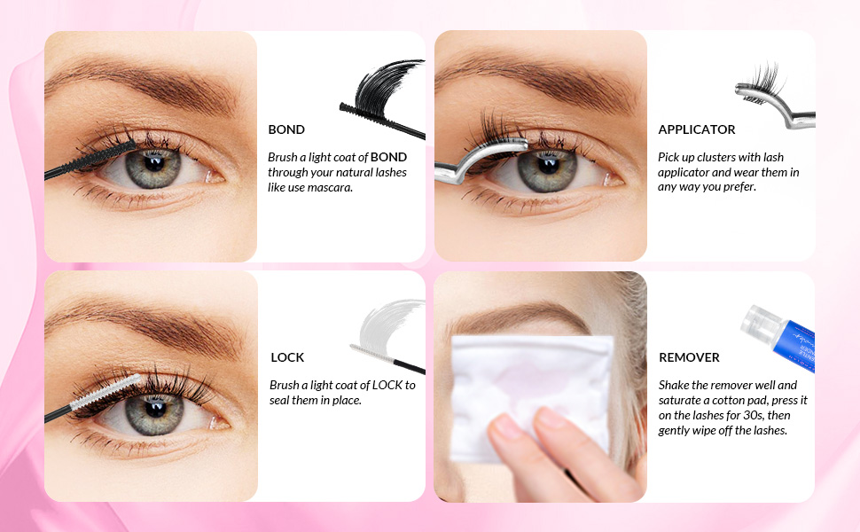 cluster lashes diy eyelash kit bomd and lock eyelash glue applicator glue remover