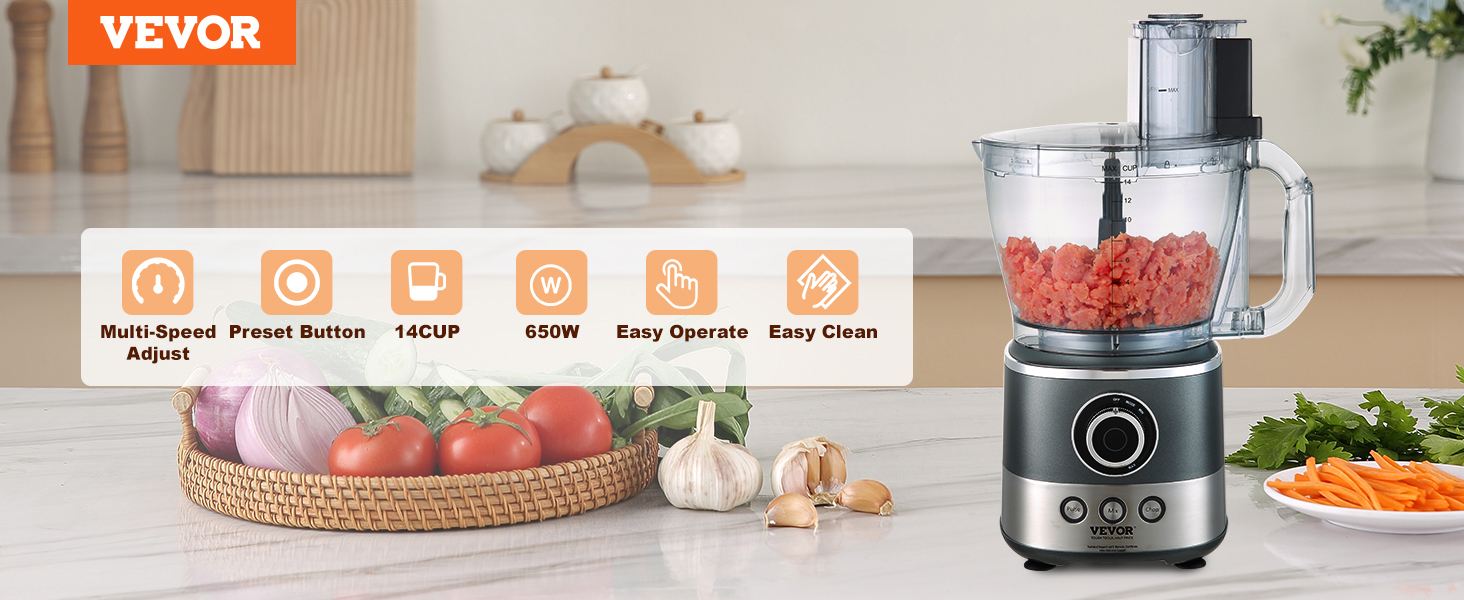 VEVOR Food Processor, 14 Cup Electric Vegetable Chopper