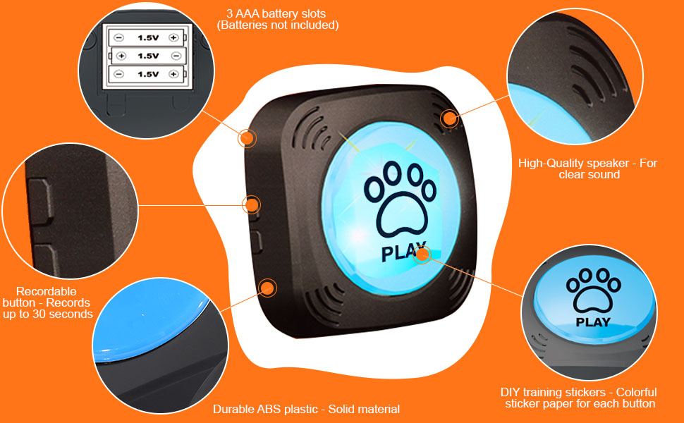 Dog Buttons for Communication Set of 4 Recordable