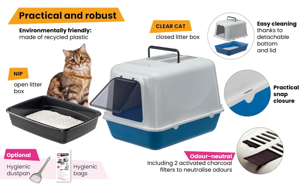 Ferplast Cat Litter Tray, Open Cat Box, Cat Litter, with High Edges, 49