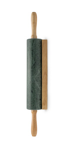 Fox Run Green Marble Rolling Pin with stand wood handles