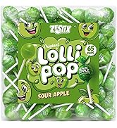 Sour Apple Lollipops – 65 Count Bulk Candy Pack, Individually Wrapped Green Suckers – Tart & Frui...