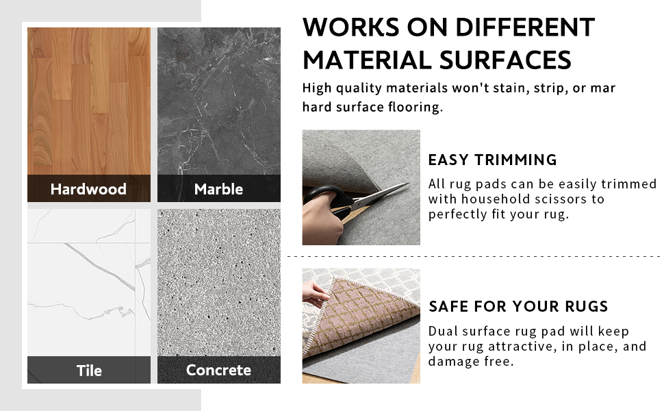 Rug Pad Reversible Non Slip Rug Gripper1/4 Anti Slip Rug Felt Pad